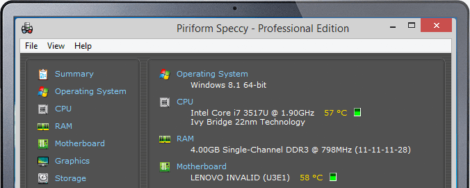 Main window previewing component breakdown