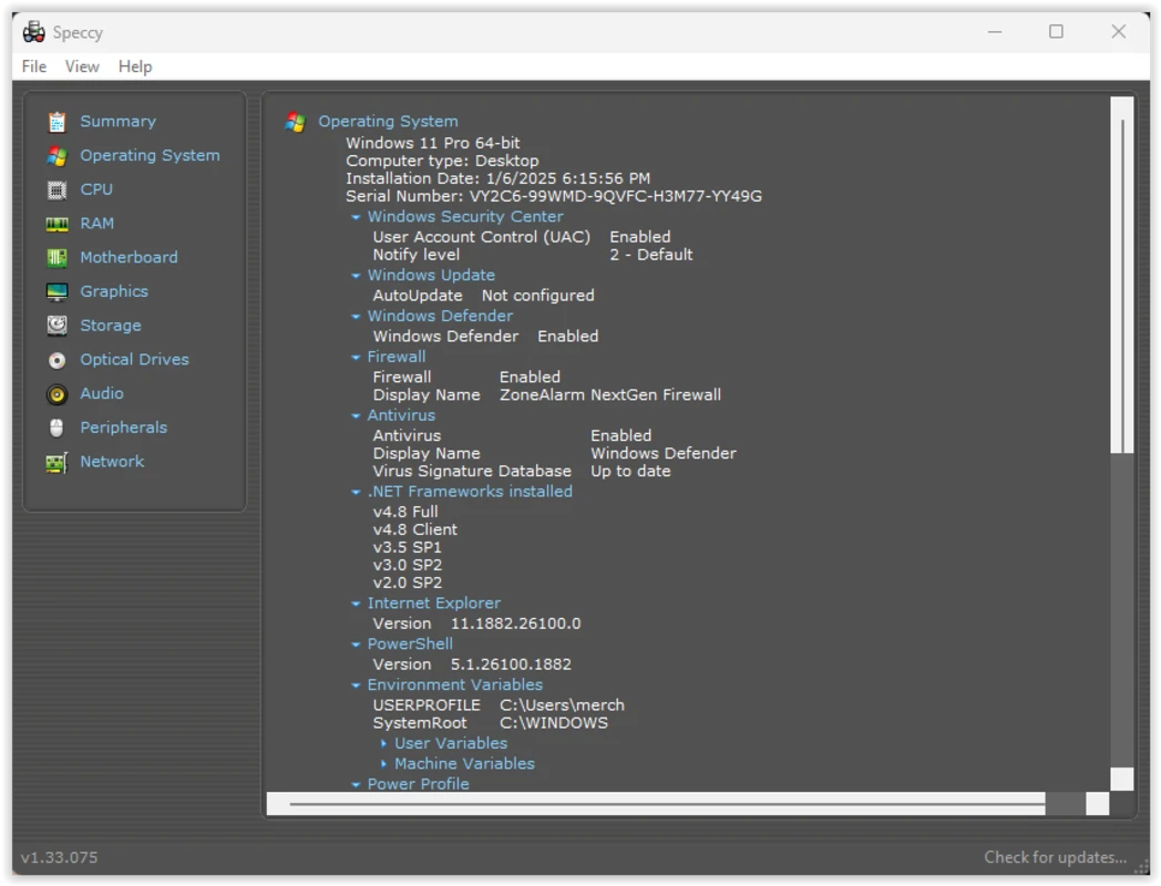 Exported machine report preview